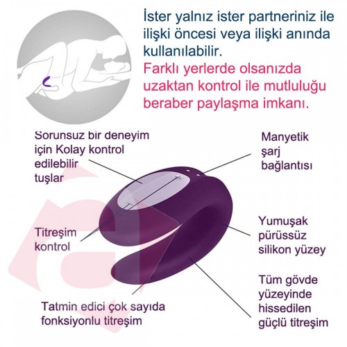 Telefon veya Manuel Uzak Kontrollü Satisfyer Double Whale Orgazm Vibratörü