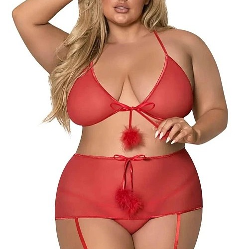 Önü Açık Zincirli Fantezi Babydoll 3XL-4XL