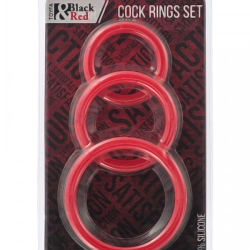 Penis Halkası Seti, Silikon, Kırmızı