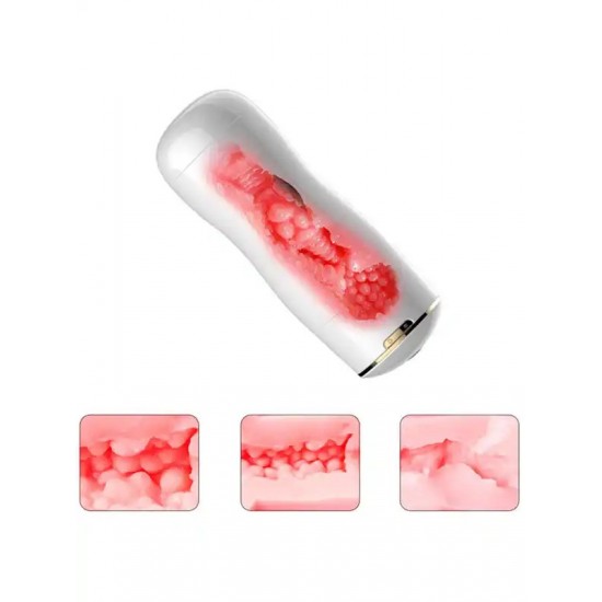 Vajinal ve Oral Titreşimli Şarjlı Sesli Vantuzlu Mastürbatör