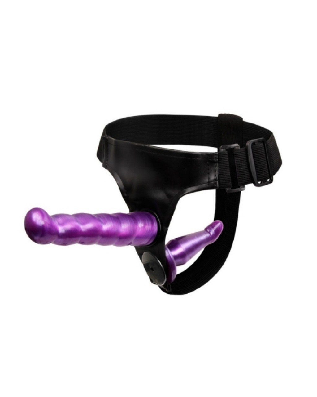 Çift Taraflı Mor Renk Belden Bağlamalı Dildo