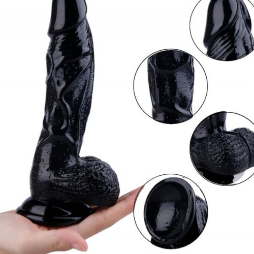 Siyah Vantuzlu Dildo 22,5 cm
