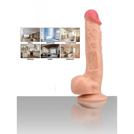 Ten Rengi Vantuzlu Dildo 23 cm