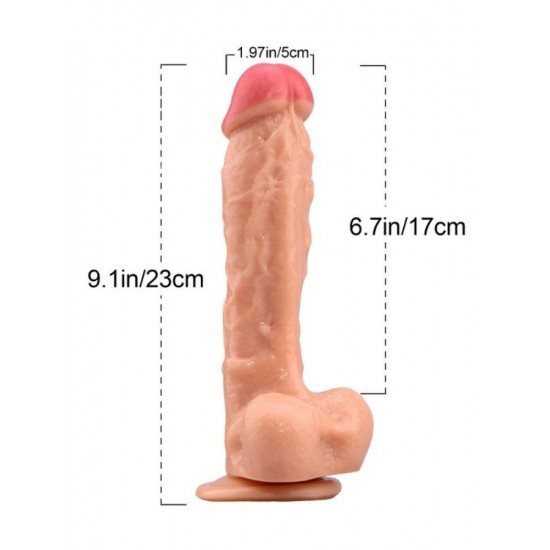 Ten Rengi Vantuzlu Dildo 23 cm