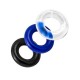 Üçlü Penis Halkası. Siyah, mavi ve şeffaf renklerde